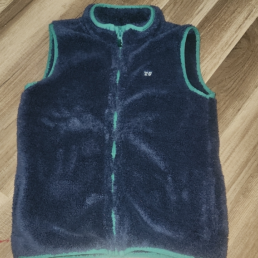 Vineyard Vines Navy Fleece Vest with Green Trim Size 12